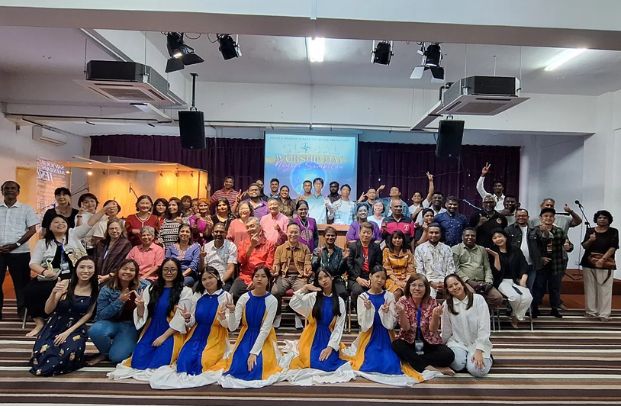 Church congregation worshipping together