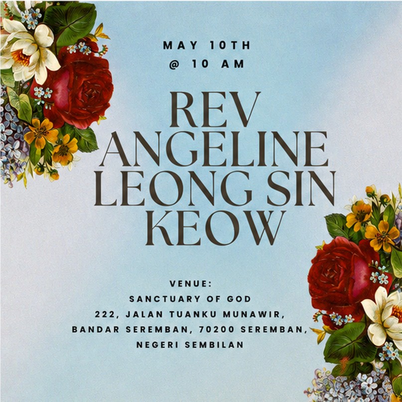 Rev Angeline Leong Sin Keow special service poster